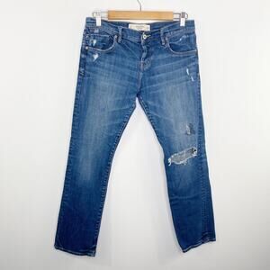 Abercrombie & Fitch Perfect Stretch Button Fly Distressed Jeans Womens Size 0/25
